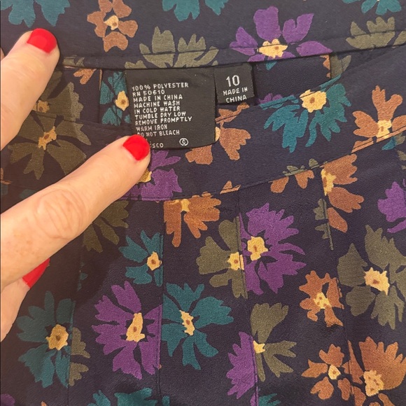 Kasper A.S.L. Wmns Navy Blazer and Floral Pleated Midi Skirt Set Sz 10 Vintage - Picture 6 of 9